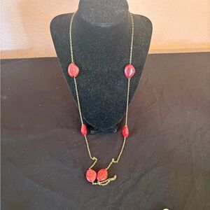 Amrita Singh Red and Gold Long Necklace